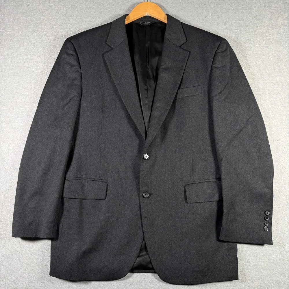 Jos. A. Bank Mens 41R Blazer Charcoal Gray 100%‎ Wool 2-Button Sport Coat 3455A